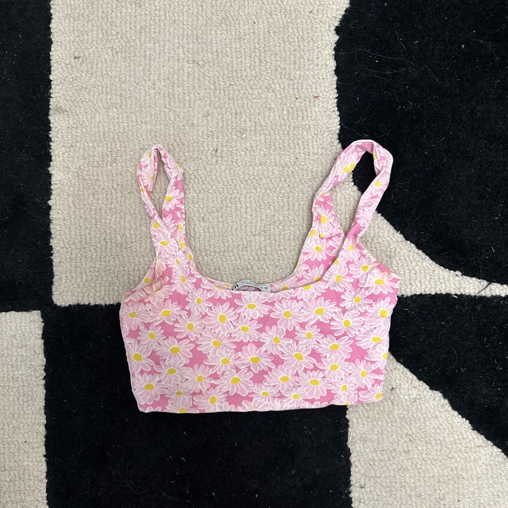 Pink Floral Crop Top